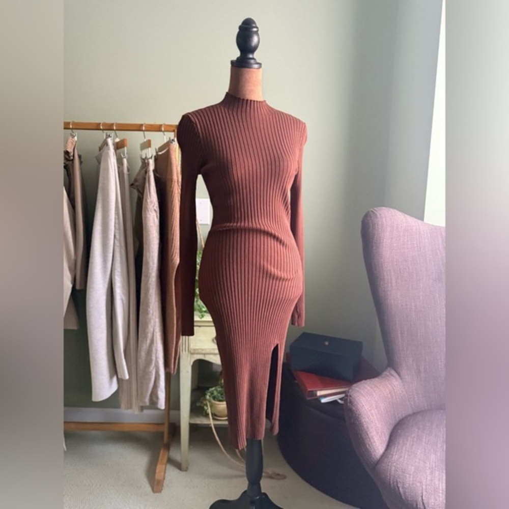 Forever 21 Brown Mock Neck Bodycon Dress